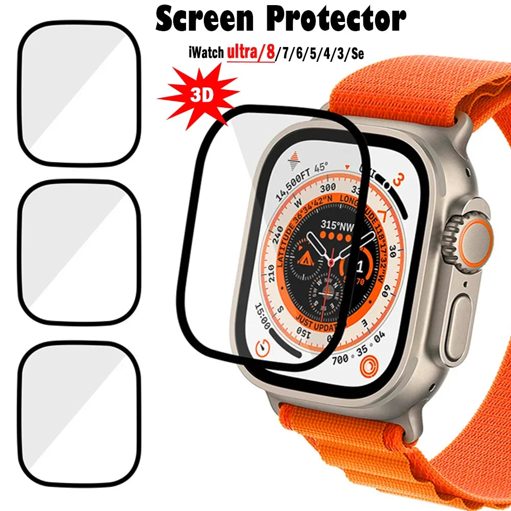 Screen Protector For Apple Watch Series 9-8-7-6 5 4 Se ultra-2 49mm 41mm 45mm 40mm 44mm 3D (Not Tempered Glass) Film Accessories 