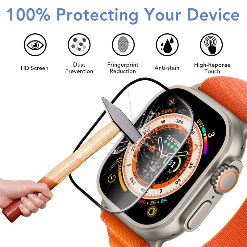 Screen Protector For Apple Watch Series 9-8-7-6 5 4 Se ultra-2 49mm 41mm 45mm 40mm 44mm 3D (Not Tempered Glass) Film Accessories 