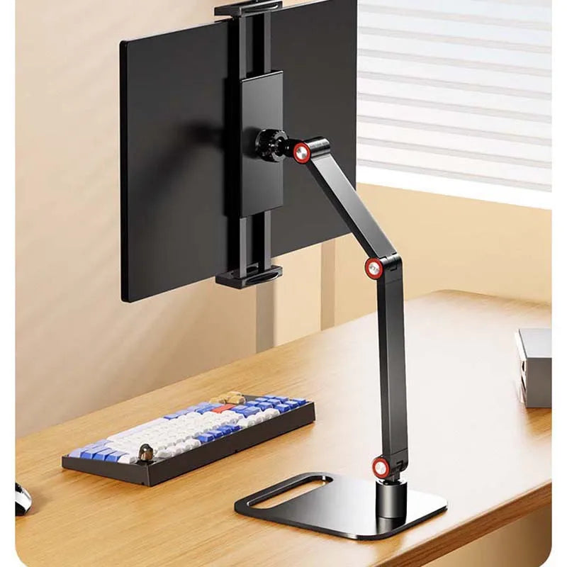 Portable Foldable Phone Tablet Bracket Desktop Support Dock Carbon Steel Holder Up to17.3inch Monitor Displayer Stand Clip Mount 
