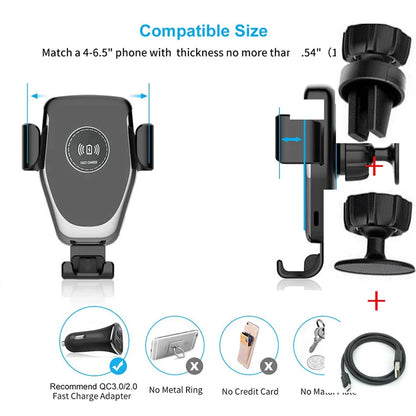 30W Wireless Fast Charger Car Mount Air Vent Mobile Phone Holder Charging Stand For IPhone 14 13 12 11 Pro Max Xiaomi Samsung