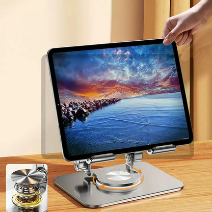 360 Foldable Mobile Phone Holder 360 Degree Rotating Hollowed Tablet Riser Anti Slip Tablet Holder Height Adjustable 